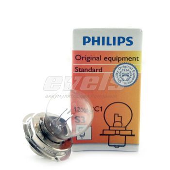Лампа "PHILIPS" 12v S3 15W (P26s) Standart Moto (кор.)